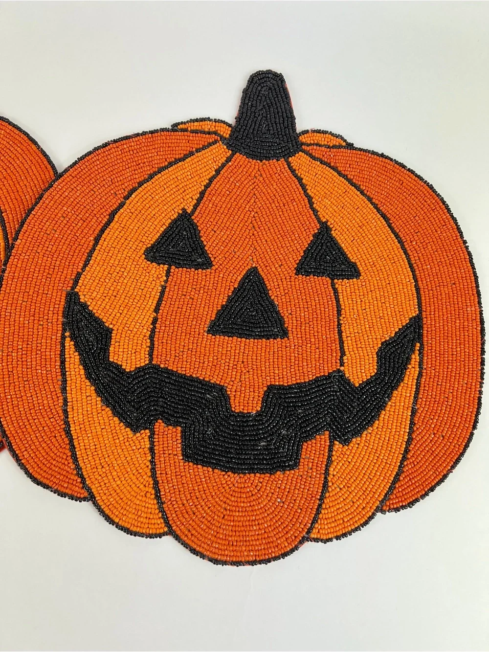 Christian Siriano Halloween Jack-O'-Lantern Beaded Placemats Orange Black 2 NEW
